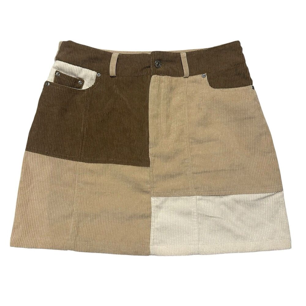 Nasty Gal Mini Skirt Women Patchwork Corderoy Boho Coachella Festival Size 10